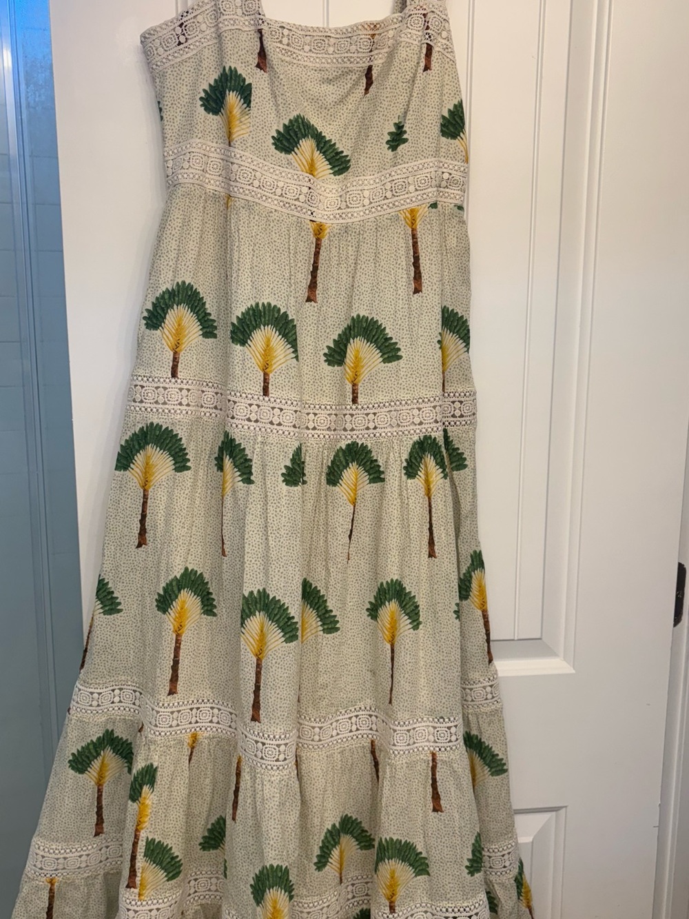 Calypso St. Barth Palm-Print Maxi Dress Green & Yellow